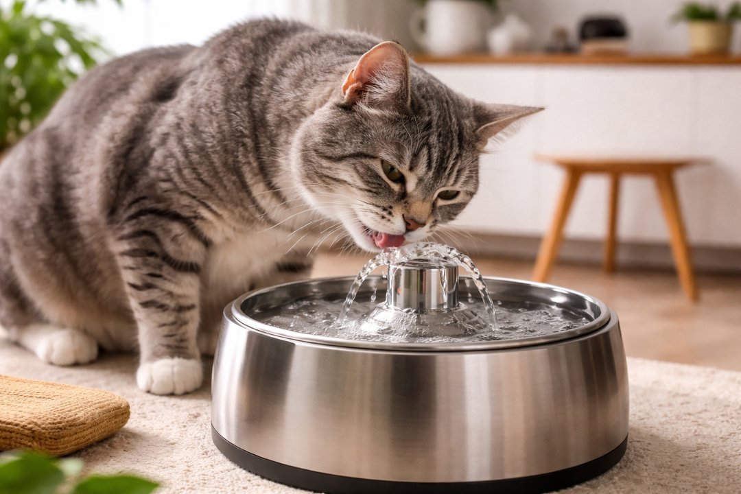 Fontaine à eau pour chat en inox design