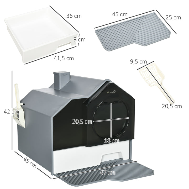 Maison de toilette fermée pour chat avec tapis et filtre anti-odeurs – Modèle "HomeClean"