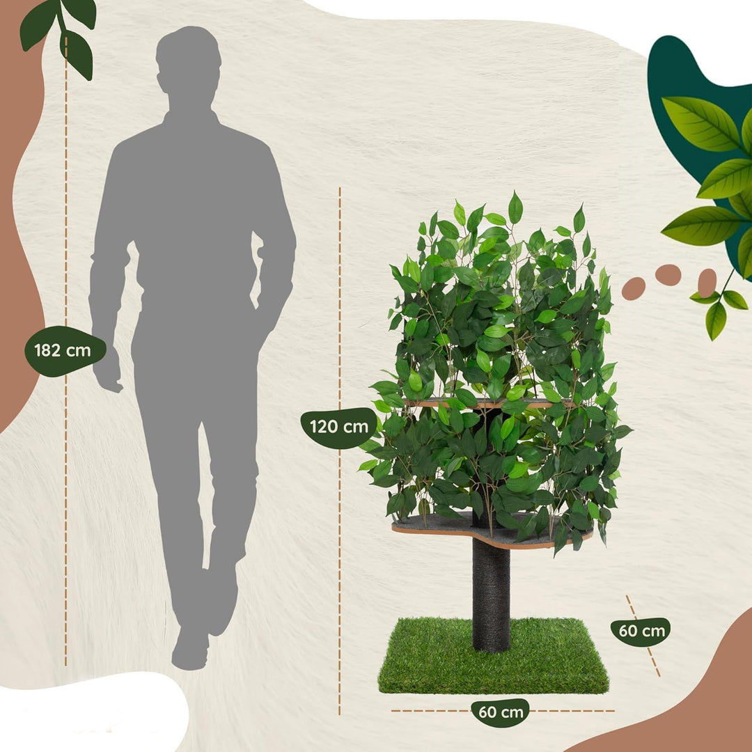 Kratzbaum mit natürlichem Design und Blättern – Modell „Chat'Canopée“ – Les Arbres Aux Chats