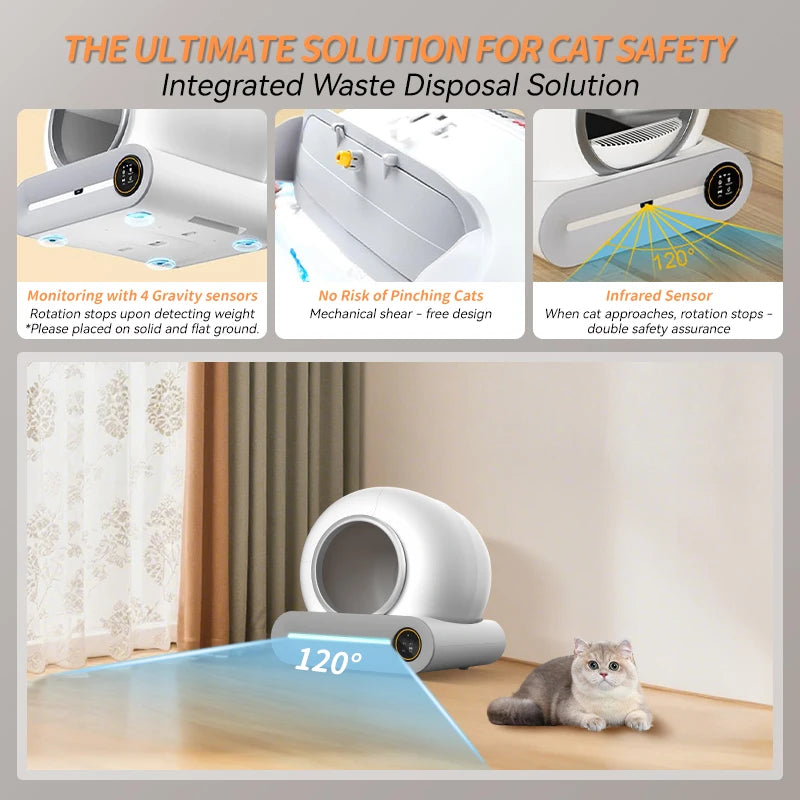 Bac à litière autonettoyant connecté XXL 65L – Modèle "AutoClean Master"