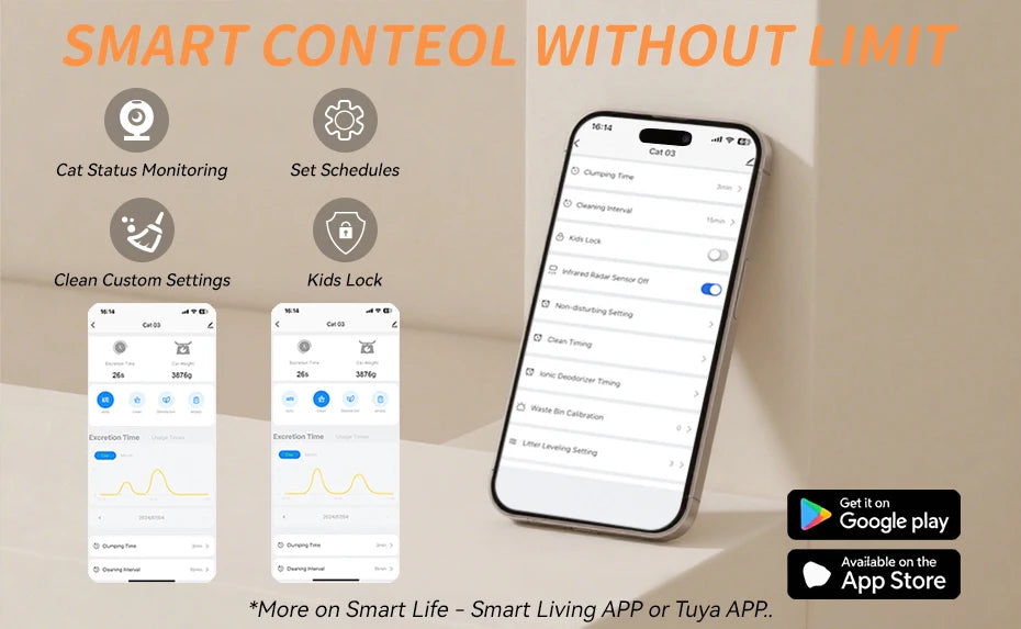 Bac à litière autonettoyant connecté XXL 65L – Modèle "AutoClean Master"
