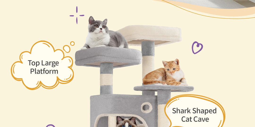 Arbre à chat 159 cm avec plateformes, niches et griffoirs en sisal