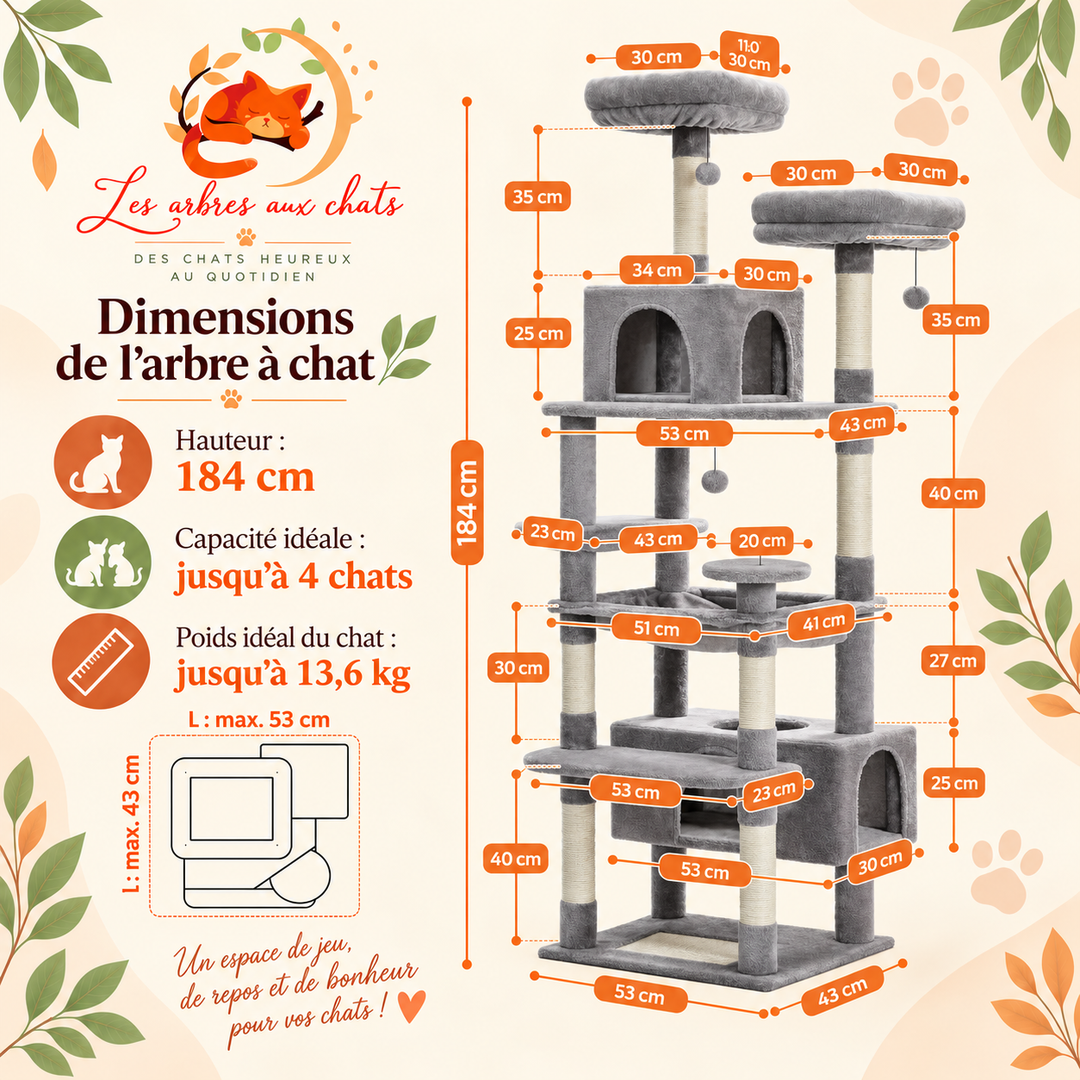 Arbre a chat Design place litière - Modèle : "FélinSoft"