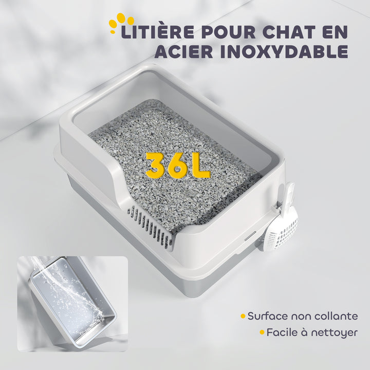 Bac à Litière en Acier Inoxydable – Modèle "CleanSteel Pro XL"