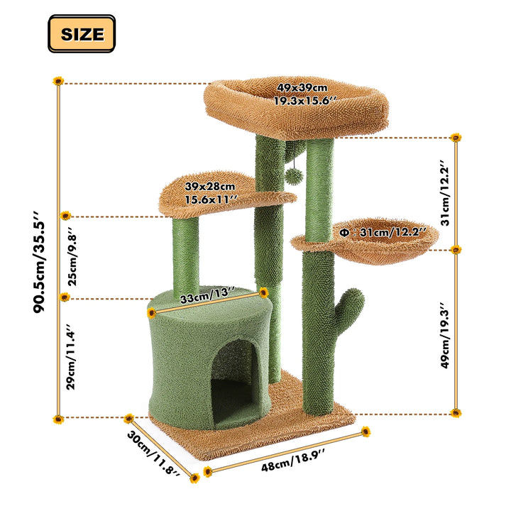 Maison pour chat avec griffoir et cactus - Modèle : "CactusCat"