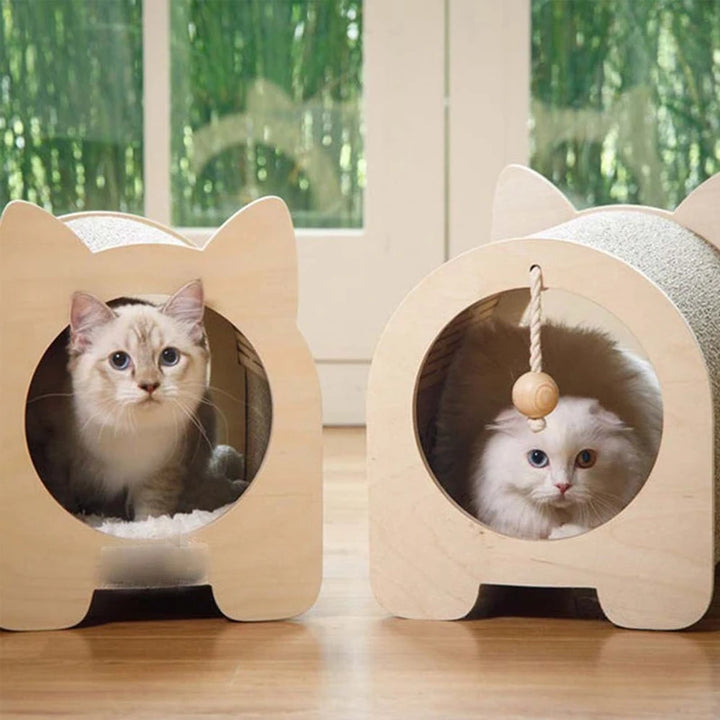 Maison pour chat en bois 3 en 1 avec griffoir