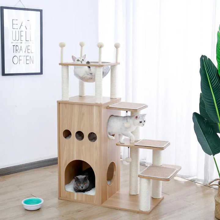 Arbre a chat Design place litière - Modèle : "FélinLuxe"