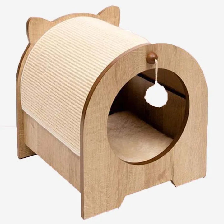 Maison pour chat en bois 3 en 1 avec griffoir