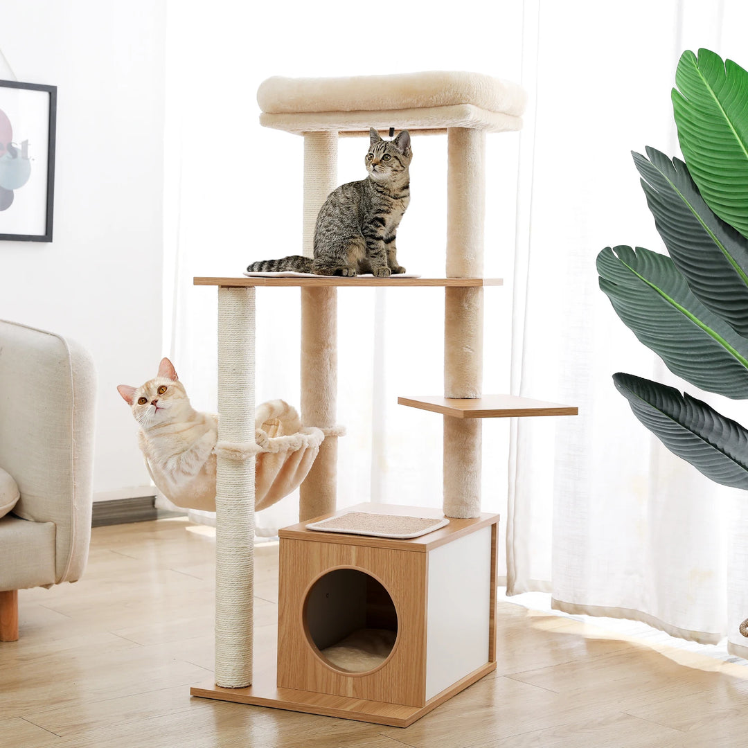 Arbre a chat Design place litière - Modèle : "FélinLuxe"