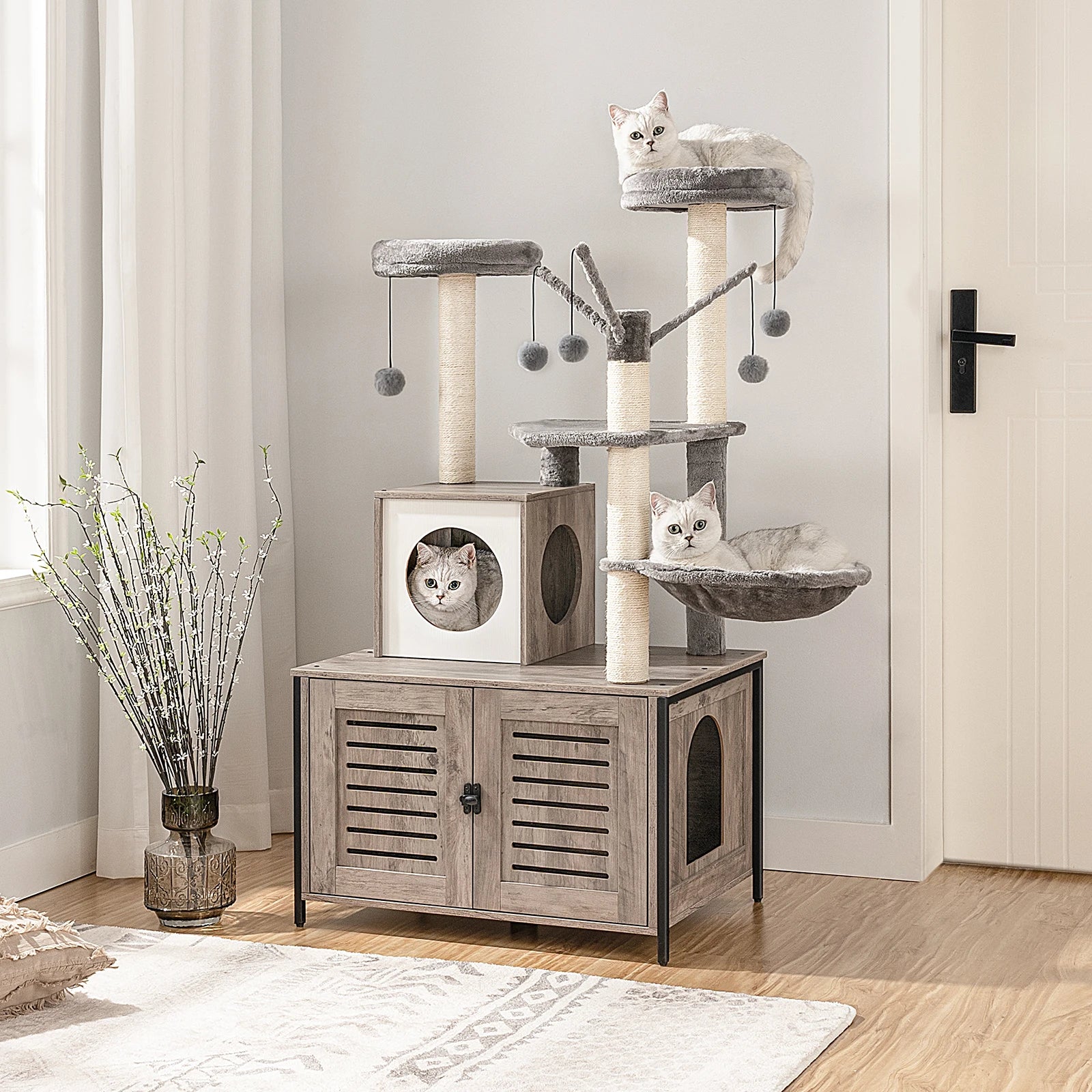 Cat Tree Litter Box Furniture - 