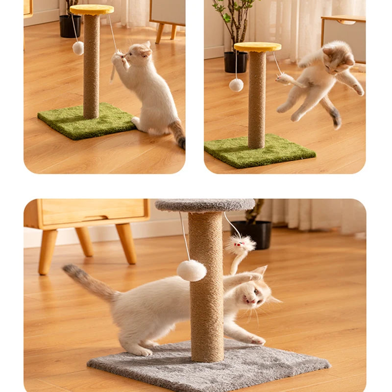 Arbre à chat griffoir en sisal avec jouet suspendu - Modèle PawMaster