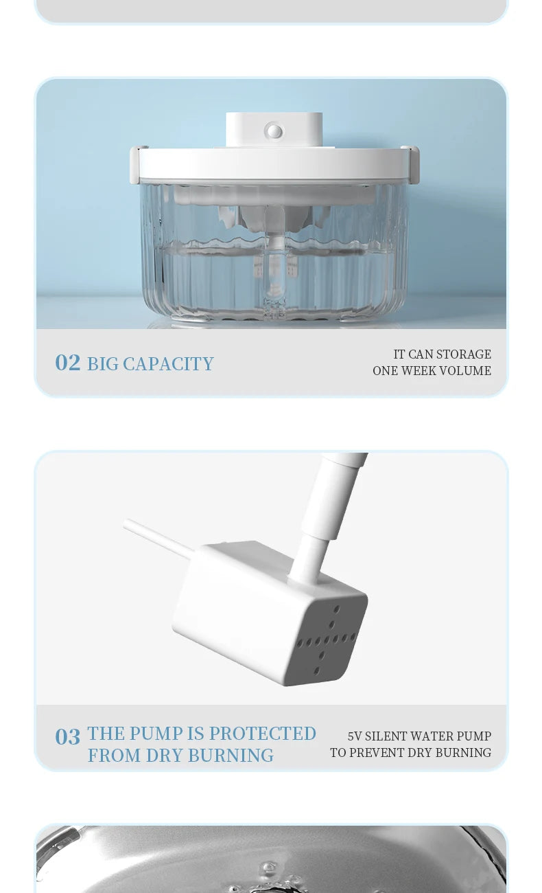 Fontaine à eau avec grande capacité, pompe silencieuse protégée contre la surchauffe, design moderne