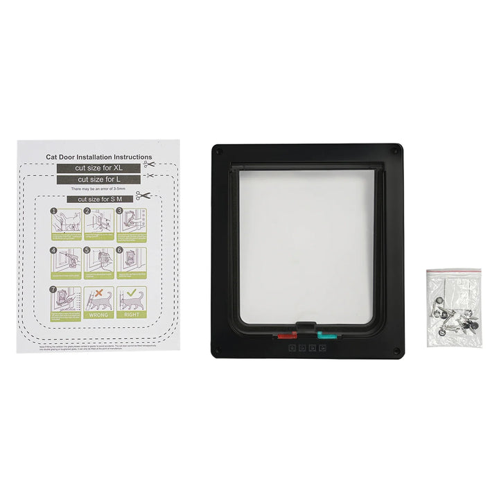 Chatière pour chat "Nuit Libre" – Porte noire élégante avec verrouillage sécurisé