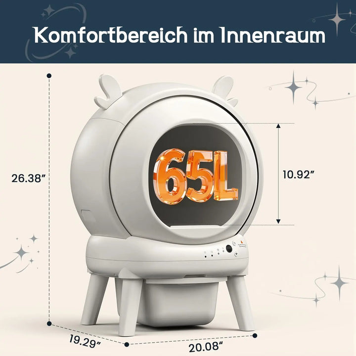 Bac à litière automatique connecté 65L – Modèle "SmartClean 360 Max"