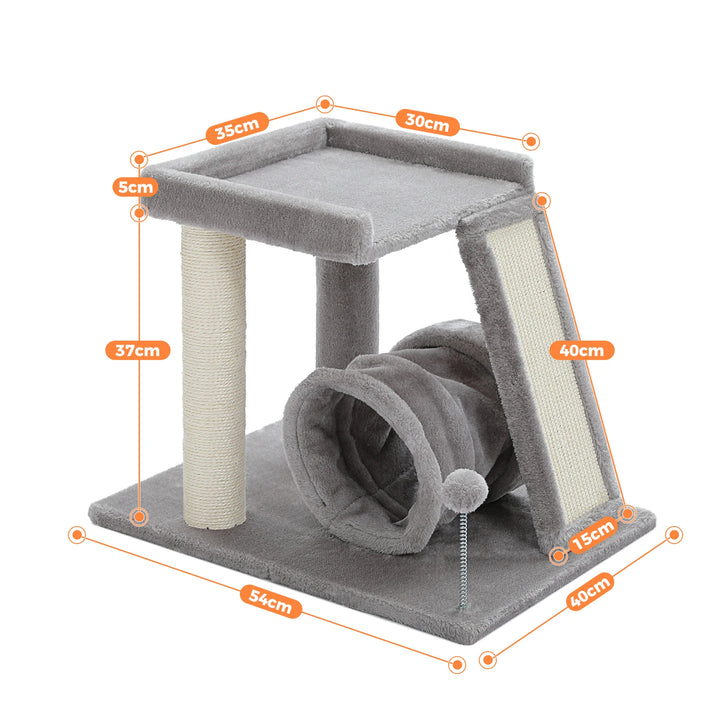 Arbre à chat compact avec tunnel de jeu - Modèle : "TunnelJouet"