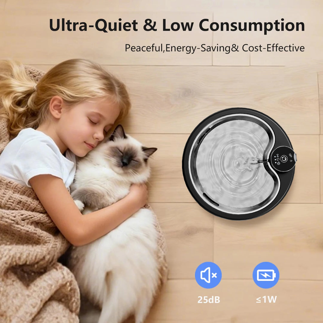 Fontaine à eau pour animaux ultra-silencieuse en acier inoxydable, 25dB, économie d'énergie, design moderne.