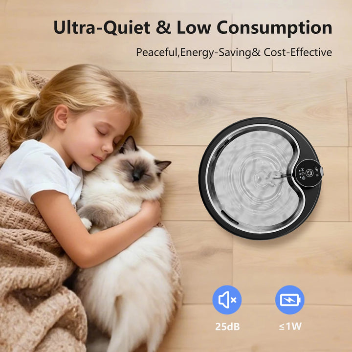 Fontaine à eau pour animaux ultra-silencieuse en acier inoxydable, 25dB, économie d'énergie, design moderne.
