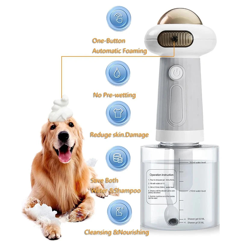 Distributeur de mousse automatique pour animaux forme OVNI "BubbleZen"