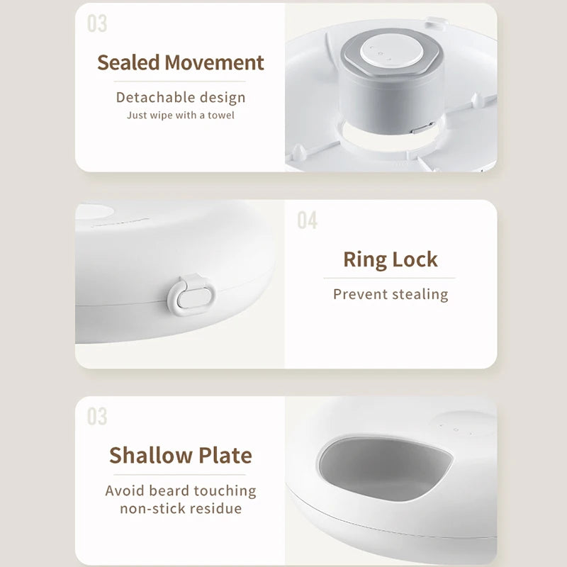 Plateau peu profond en plastique blanc avec design détachable et verrouillage pour sécurité.