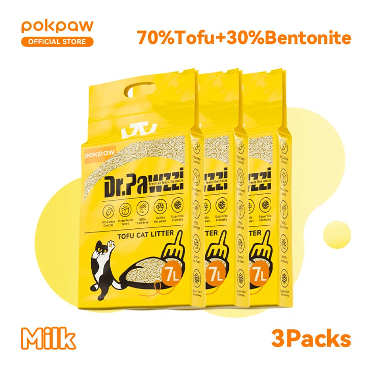 Litière végétale tofu biodégradable sans poussière – Modèle "TofuPure"