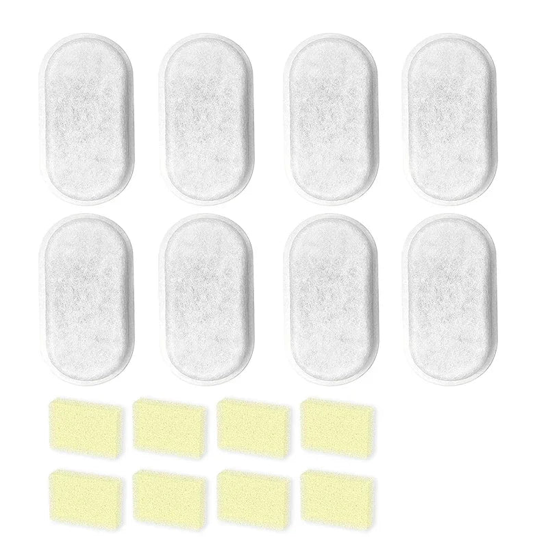 Lot de 10 tampons ovales blancs et 10 éponges jaunes, accessoires pour nettoyage et entretien.