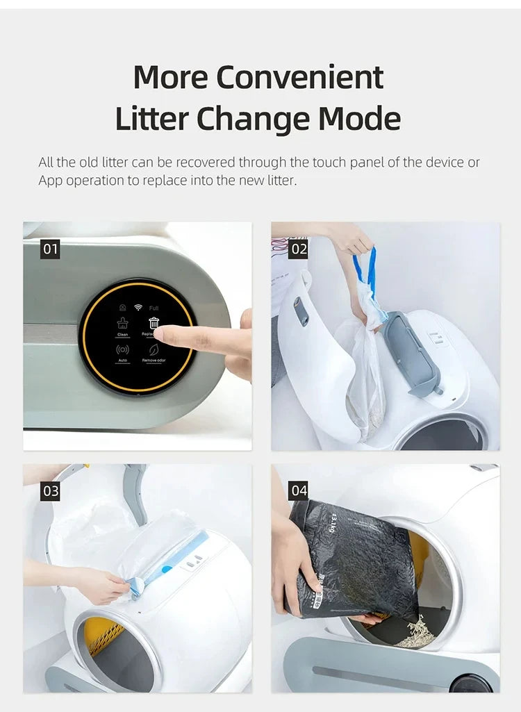 Bac à litière automatique connecté – Modèle "SmartDome 65L Pro"