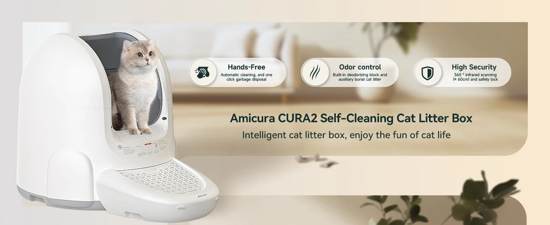 Bac à litière autonettoyant connecté 65L – Amicura Cura 2 – Modèle "SmartClean Elite"