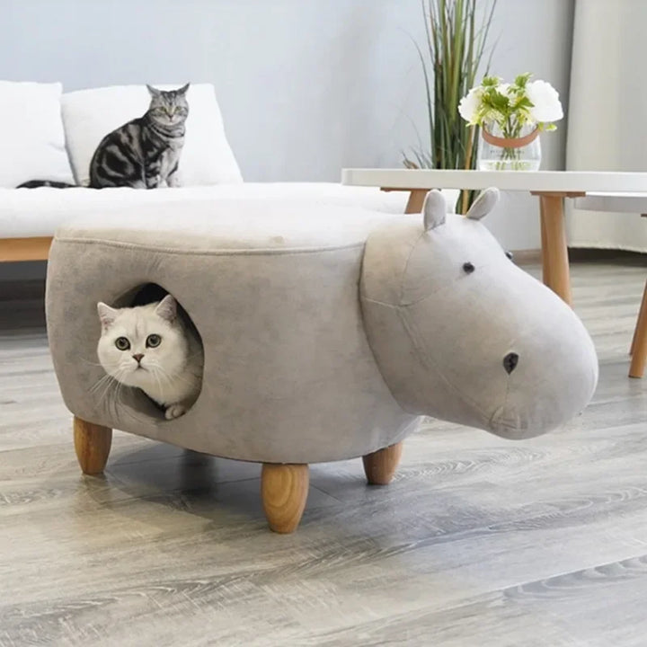 Arbre a chat design pouf en forme d'hippopotame - Modèle HippoHaven