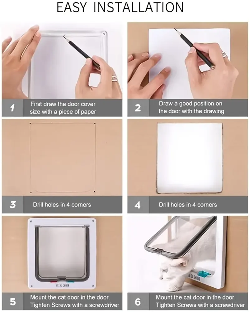 Chatière pour chat "Libre Aller-Retour" – Modèle Sécurité 4 Positions