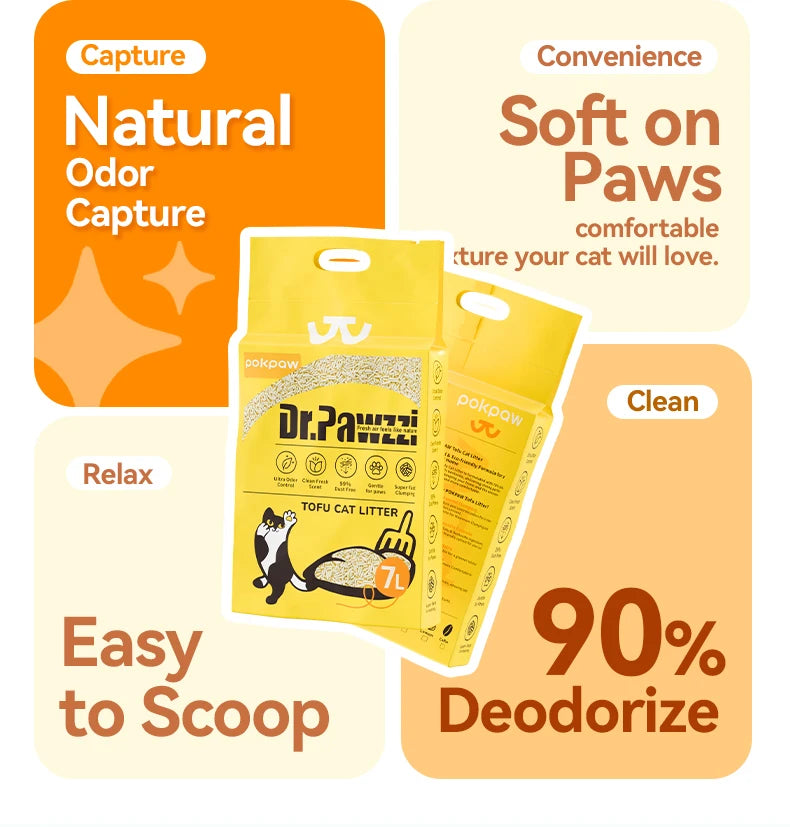 Litière végétale tofu biodégradable sans poussière – Modèle "TofuPure"