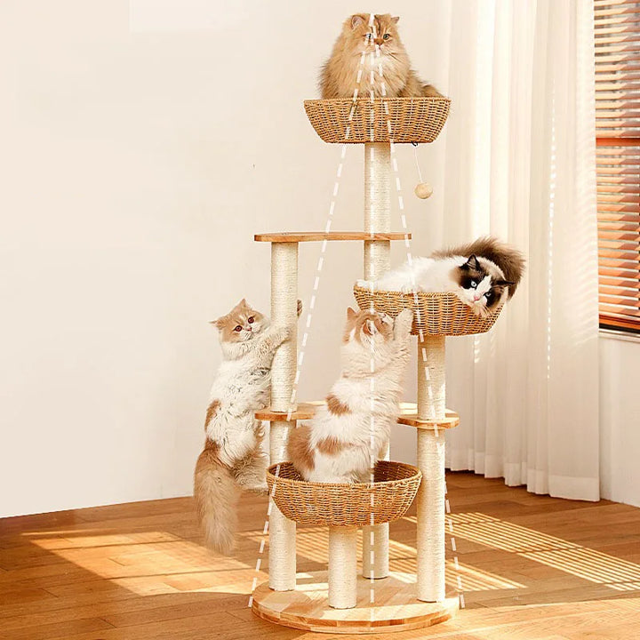 Arbre a chat Design en Bois Massif - Modèle SkyNest