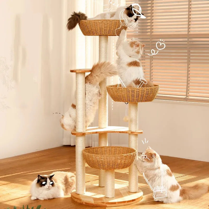 Arbre a chat Design en Bois Massif - Modèle SkyNest