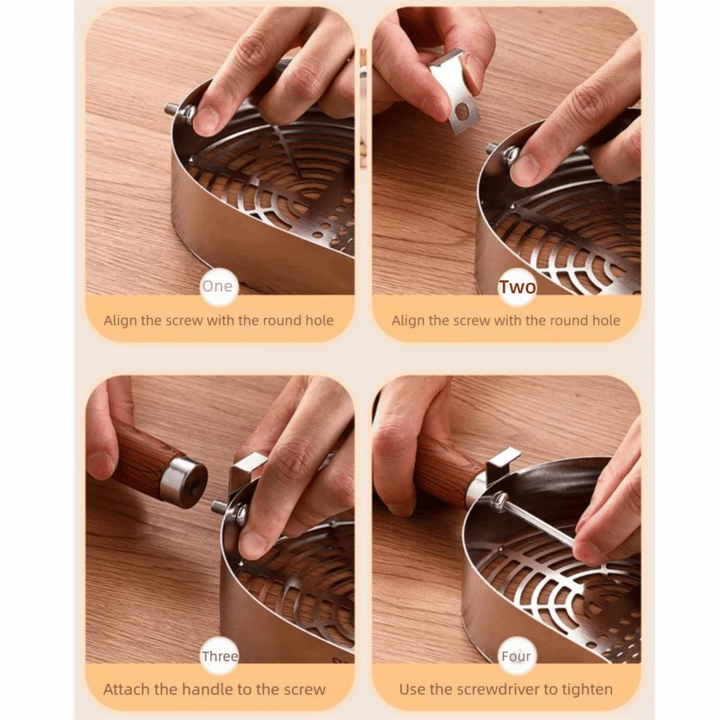 Pelle à litière pour chat en acier inoxydable avec manche bois ergonomique "Main Propre"