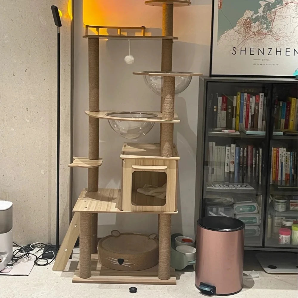 Arbre à chat en bois naturel et design - "CatForest"