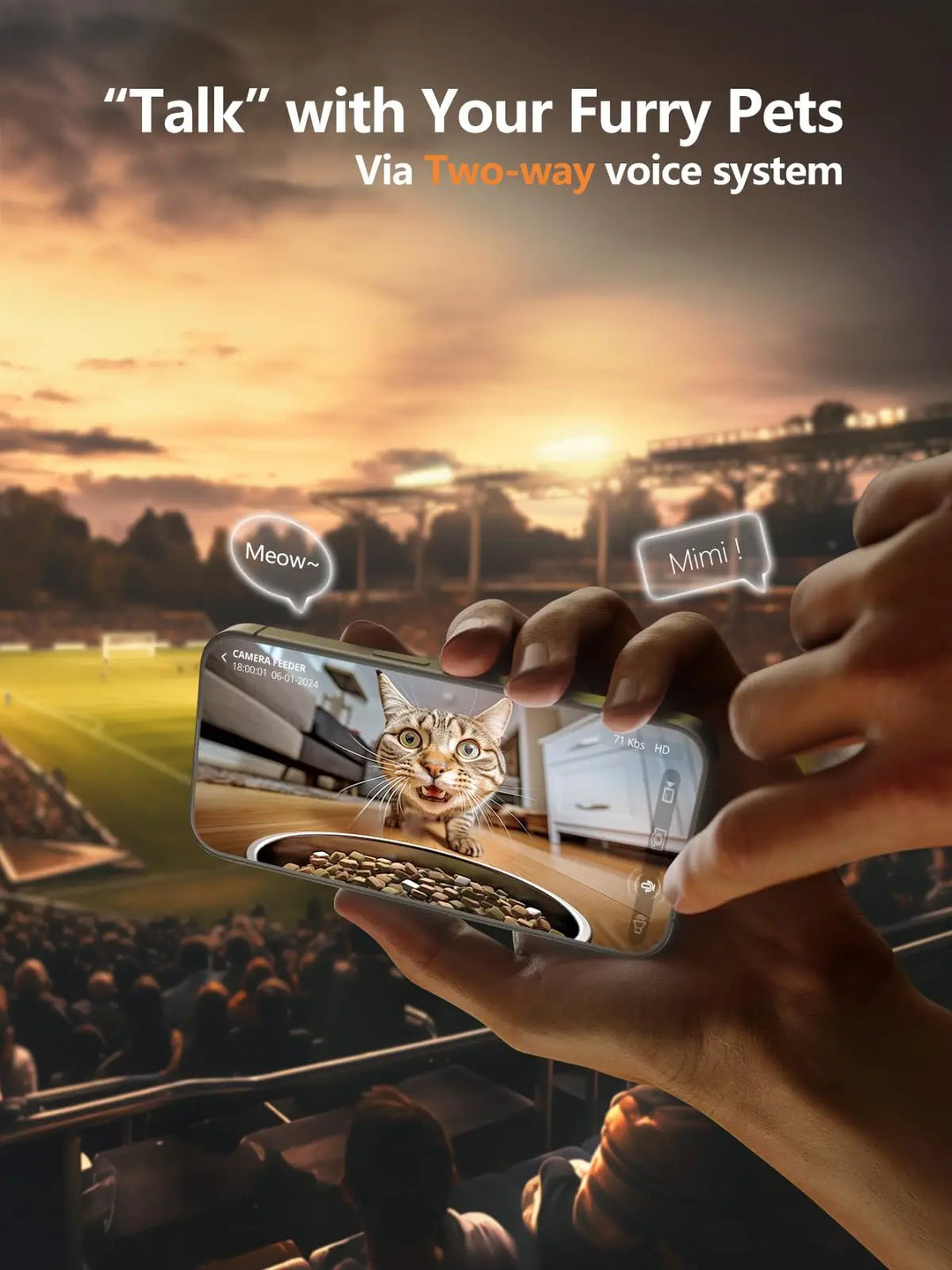 Dispositif de communication à deux voies pour animaux de compagnie avec caméra HD, idéal pour parler aux chats.