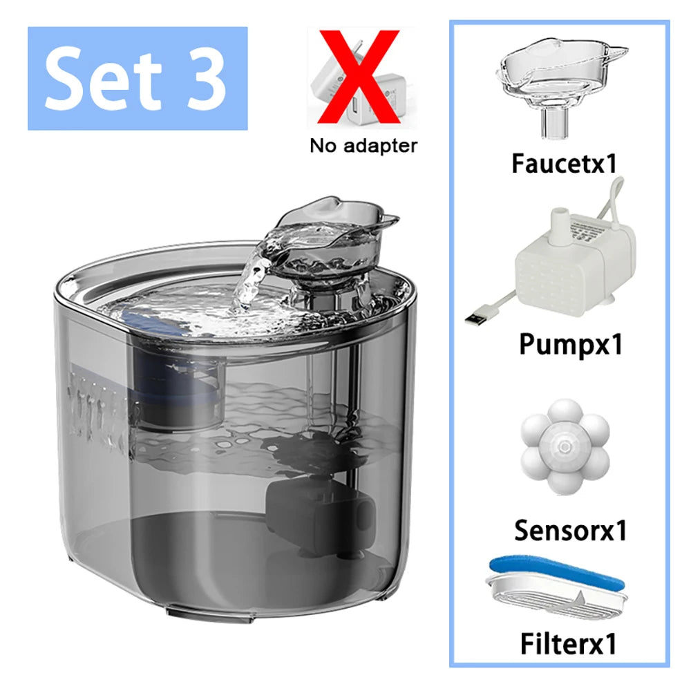Kit de filtration d'eau Set 3, transparent, avec robinet, pompe USB, capteur et filtre inclus.