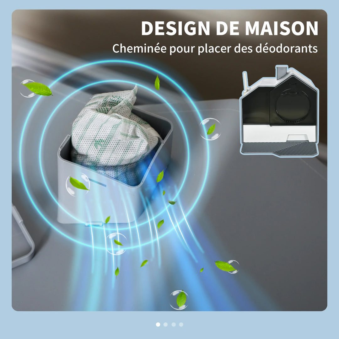 Maison de toilette fermée pour chat avec tapis et filtre anti-odeurs – Modèle "HomeClean"