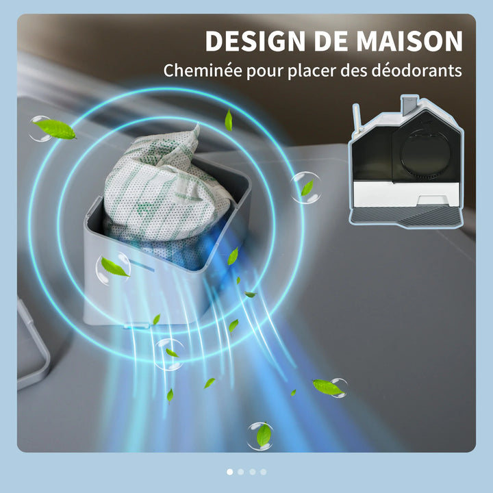 Maison de toilette fermée pour chat avec tapis et filtre anti-odeurs – Modèle "HomeClean"