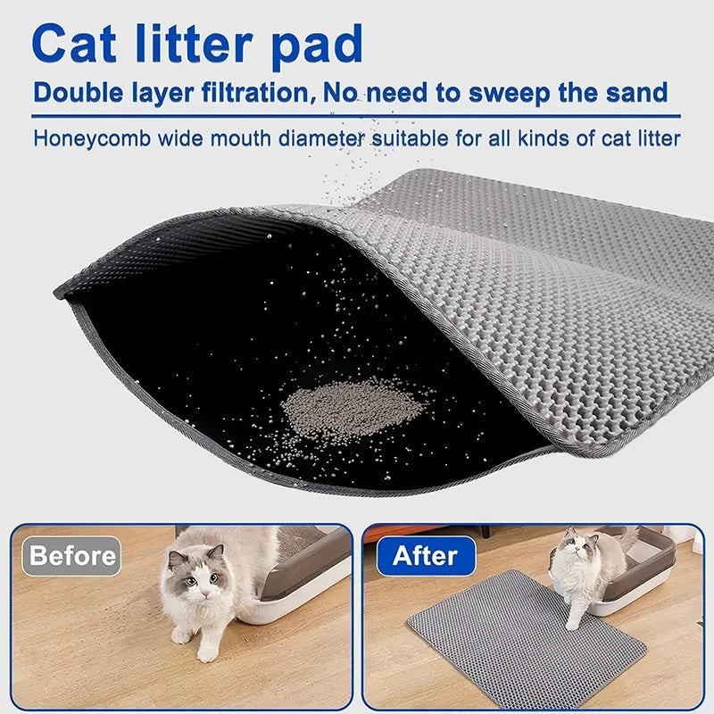 Tapis de litière pour chat double couche EVA imperméable antidérapant "Sol Impeccable"