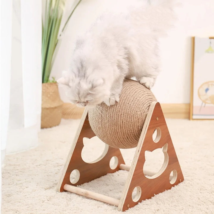 Boule griffoir pour chat en sisal et bois - Résistant - GriffChat