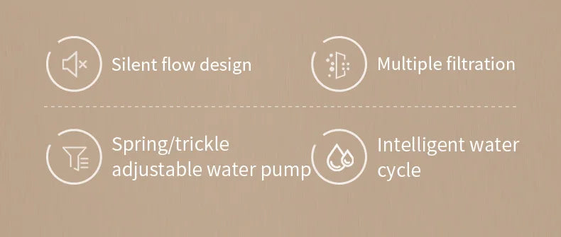 Conception silencieuse, pompe à eau réglable, filtration multiple, cycle intelligent.