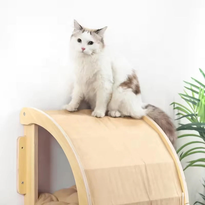 Arbre a chat Mural en Bois - Nid secret