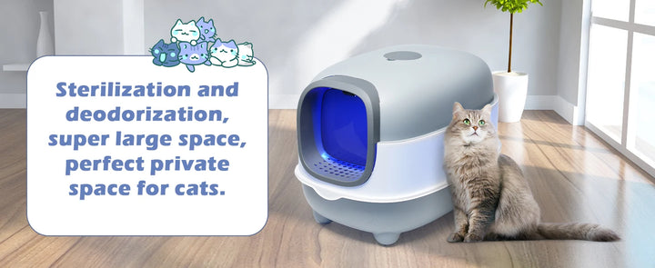 Bac à litière fermé avec UV rechargeable – Modèle "PureBox UV Plus"