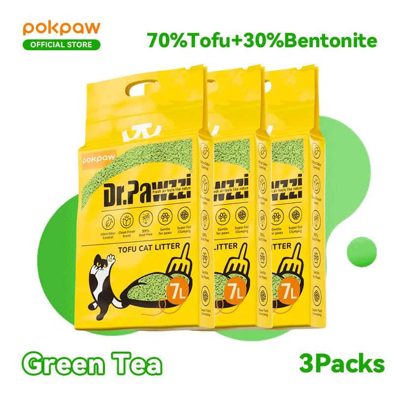Litière végétale tofu biodégradable sans poussière – Modèle "TofuPure"