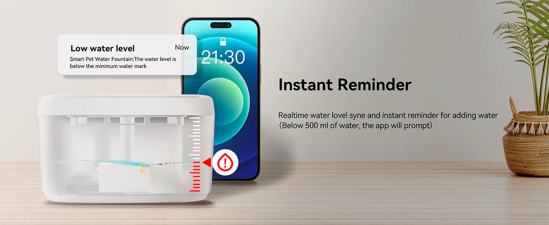 Fontaine à eau pour animaux intelligente, plastique blanc, rappel instantané du niveau d'eau, design moderne.