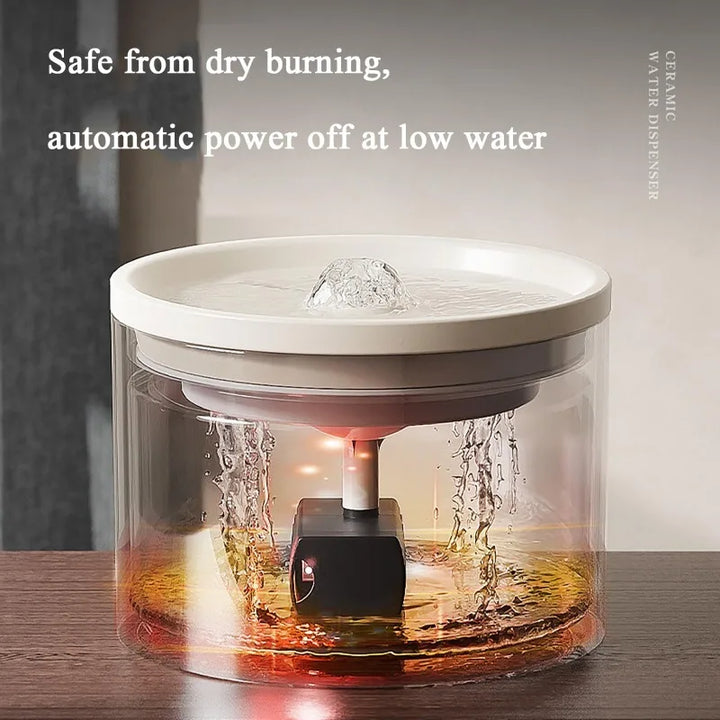 Distributeur d'eau en céramique, sécurité anti-brûlure, arrêt automatique en cas de faible niveau d'eau.