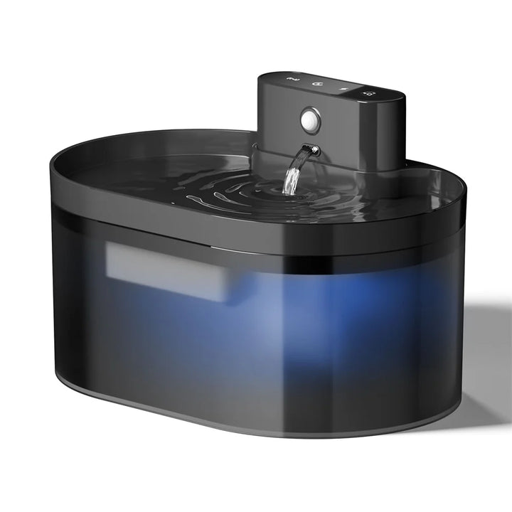 Fontaine à eau moderne noire avec éclairage LED, design élégant pour animaux domestiques
