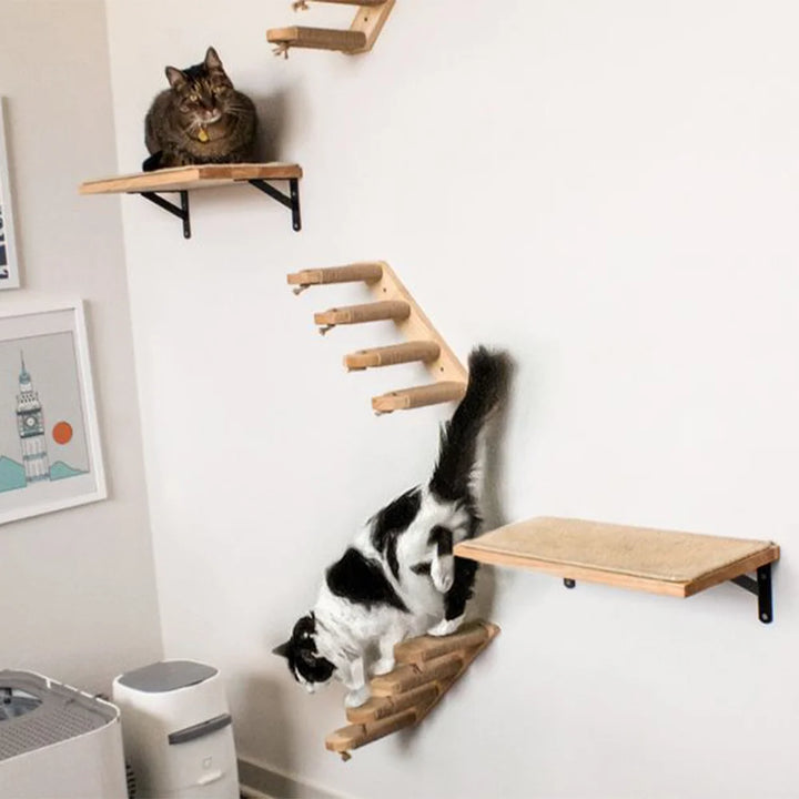 Arbre a chat Mural en Bois - Escalier de chat