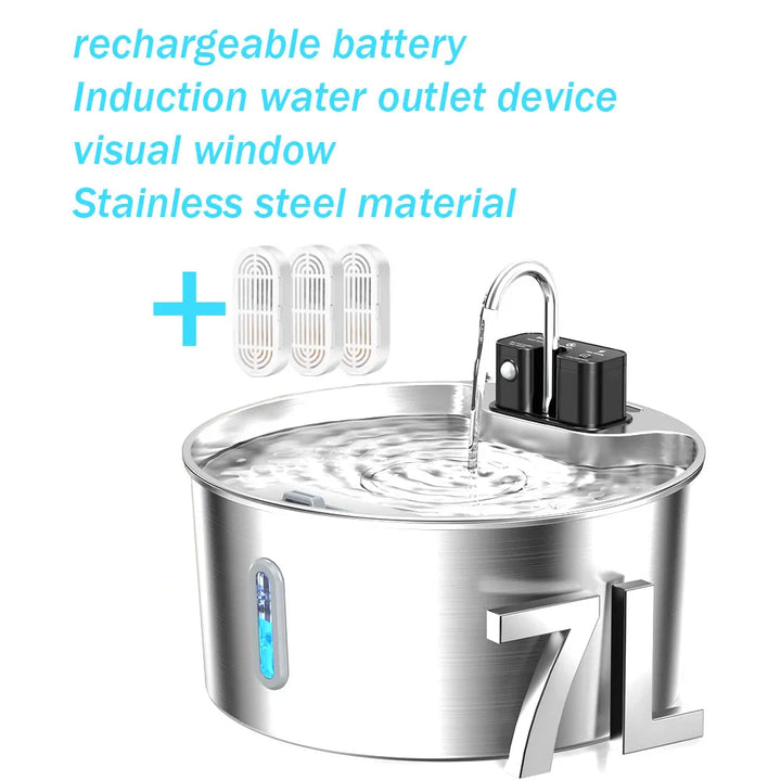 Dispositif de sortie d'eau inductif 7L en acier inoxydable avec batterie rechargeable et fenêtre visuelle.