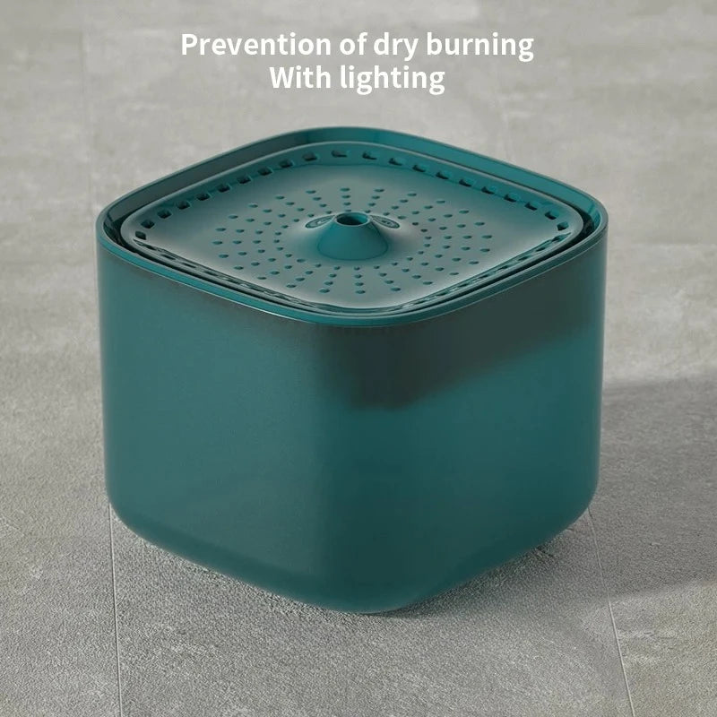 Récipient en plastique vert pour prévention de la combustion sèche avec éclairage intégré.